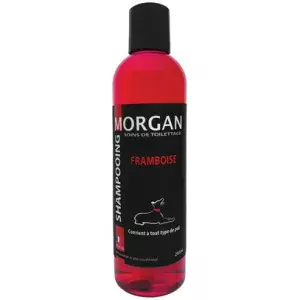 Shampoing protéiné senteur Framboise 12E Shampoing protéiné senteur Framboise Morgan. Convient à tous types de poils. Disponible en 250 ml